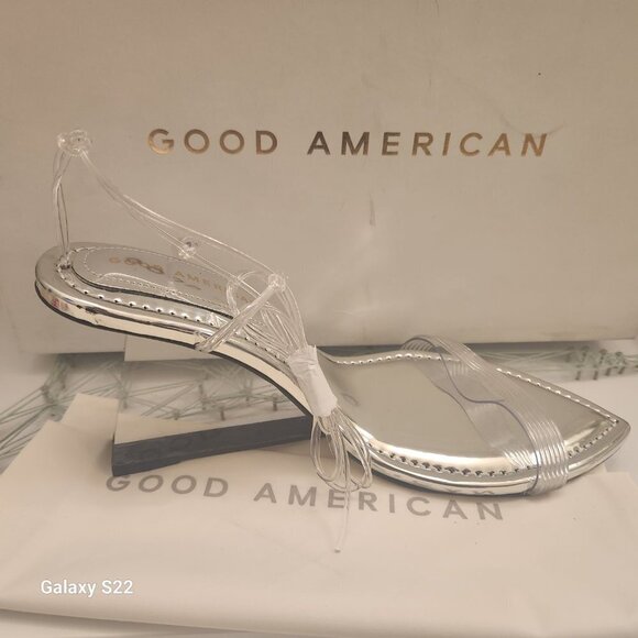 NIB Good American Cinder-F*cking Rella Wedge Silver. Size: various - Picture 5 of 8
